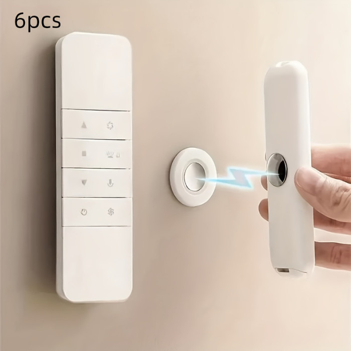 6-Pack Magnetic Circle Remote Control Holder, Casual Style Metal Wall Mount Utility Hooks with Non-Slip Strong Adhesive, No Drill Needed.