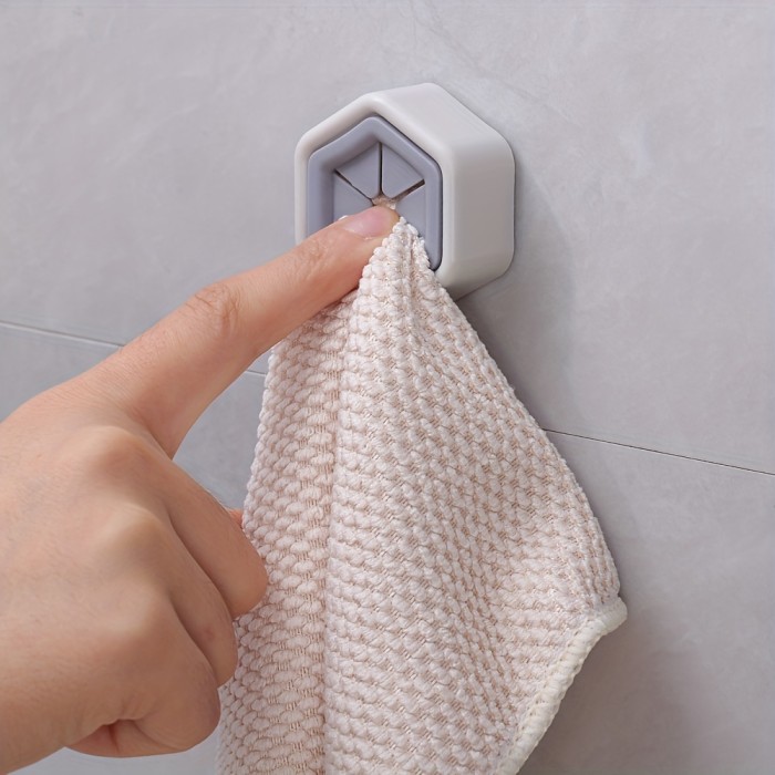A set of 5 hexagonal towel hooks, creative face towel storage plugs, hole-free rag storage rack, multi-purpose home kitchen accessories, Utility Hooks