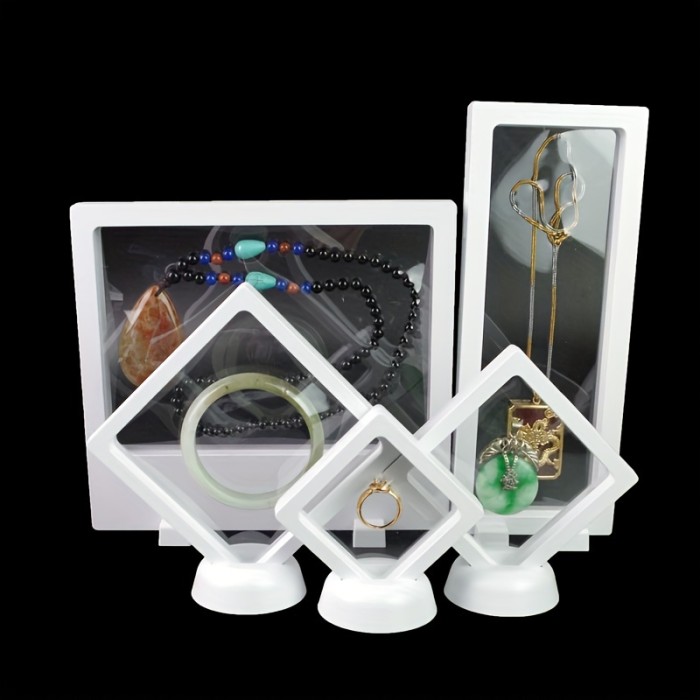 10pcs Acrylic Floating Display Case Set - Clear Plastic Suspended Jewelry Storage Boxes with Stands, Versatile Organizer for Bracelets, Rings, Earrings, Necklaces, Jewelry Boxes