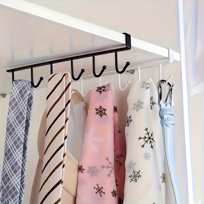 1pc Multifunctional Kitchen Storage Rack, One Thing, Multiple Uses Storage Artifact! Includes 6 Hooks, Glass Cup Holder + Storage Rack + Clothes Hanger, Start Organizing Your Kitchen from It, Utility Hooks