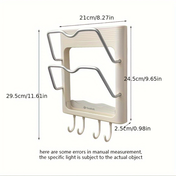 Easy-Install No-Drill Wall Mount Hair Straightener Holder - Space-Saving Bathroom Organizer for Curling Irons & Flat Irons, Durable Plastic, Utility Hooks