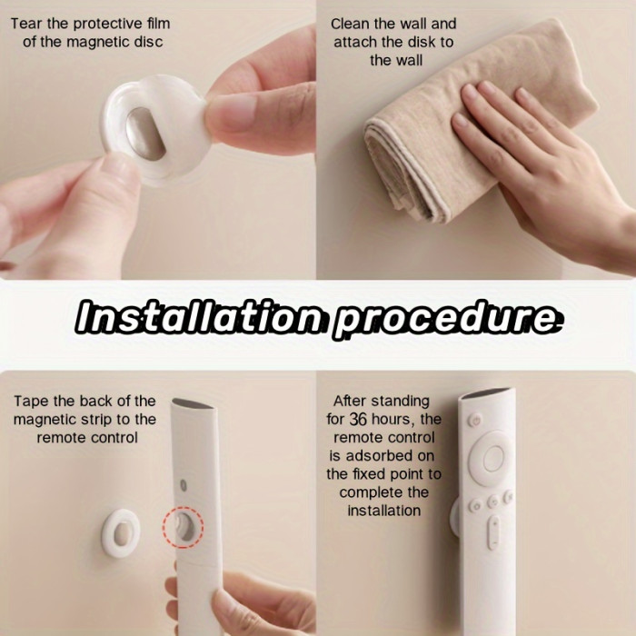 6-Pack Magnetic Circle Remote Control Holder, Casual Style Metal Wall Mount Utility Hooks with Non-Slip Strong Adhesive, No Drill Needed.