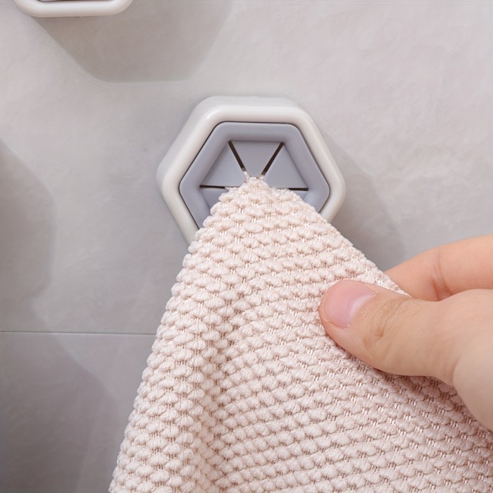 A set of 5 hexagonal towel hooks, creative face towel storage plugs, hole-free rag storage rack, multi-purpose home kitchen accessories, Utility Hooks