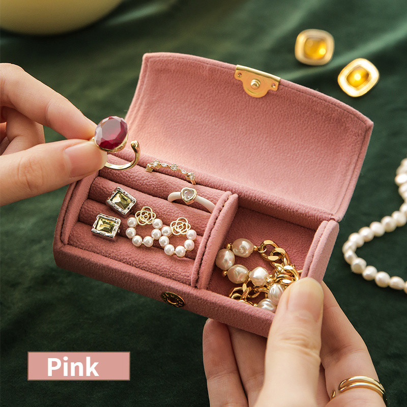 1pc Small Jewelry Box, Jewelry Storage Box, Square Jewelry Display Box, Velvet Earring Necklace Jewelry Box, Travel Portable Jewelry Storage Box
