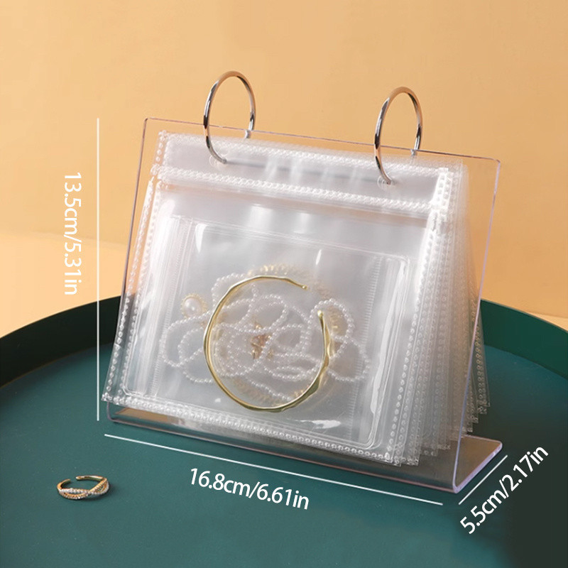 1pc Jewelry Storage Display Rack, Plastic Transparent Dustproof 34\u002F68 Grids Anti-oxidation Storage Bag, Packaging Bag Organizer Holder