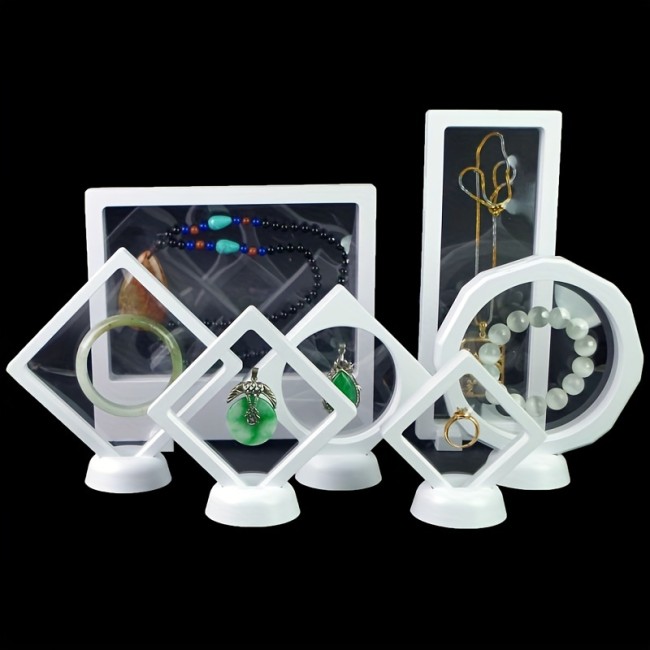 10pcs Acrylic Floating Display Case Set - Clear Plastic Suspended Jewelry Storage Boxes with Stands, Versatile Organizer for Bracelets, Rings, Earrings, Necklaces, Jewelry Boxes