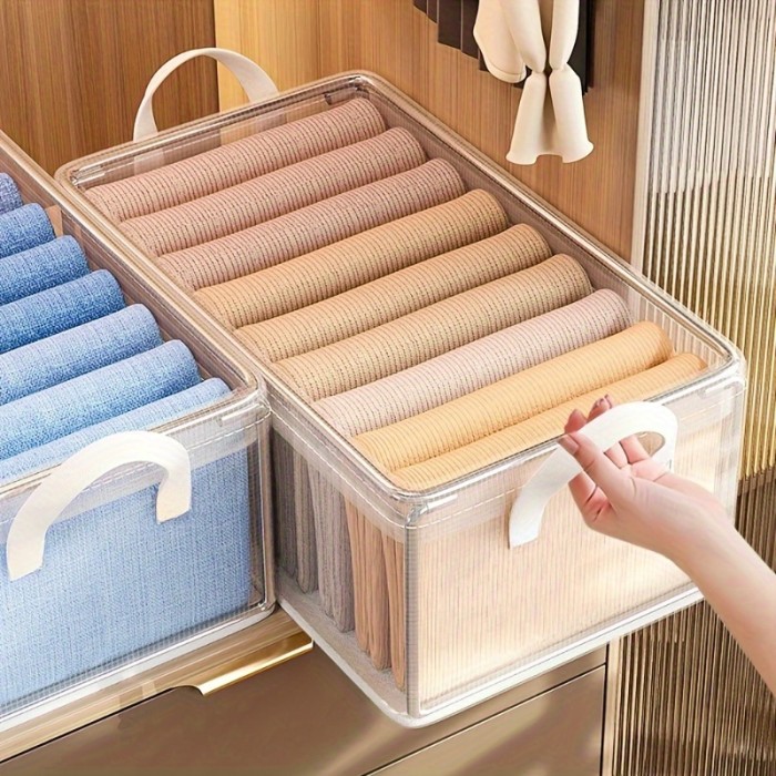 4-Pack Plastic Storage Bins with Lids and Handles - Durable PVC Organizer Containers for Clothes, Books, and Home Organization, Baskets, Bins & Containers for Home Organization