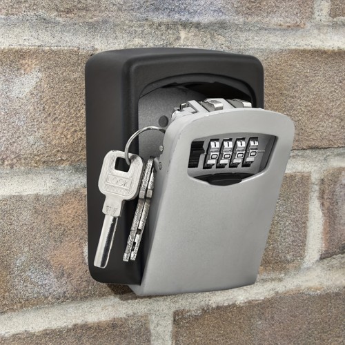1pc Heavy Duty Wall Mounted Key Lock Box For Outdoor Use, Holds Up To 8 Keys, Weatherproof Key Safe With Slide Cover For Airbnb, Home, Garage, School, Office, And Car Keys Art Supplies