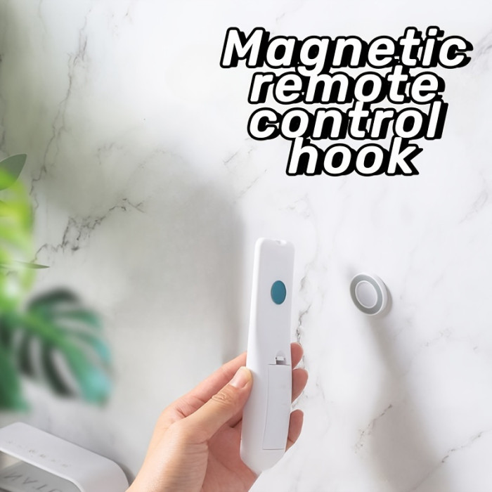 6-Pack Magnetic Circle Remote Control Holder, Casual Style Metal Wall Mount Utility Hooks with Non-Slip Strong Adhesive, No Drill Needed.