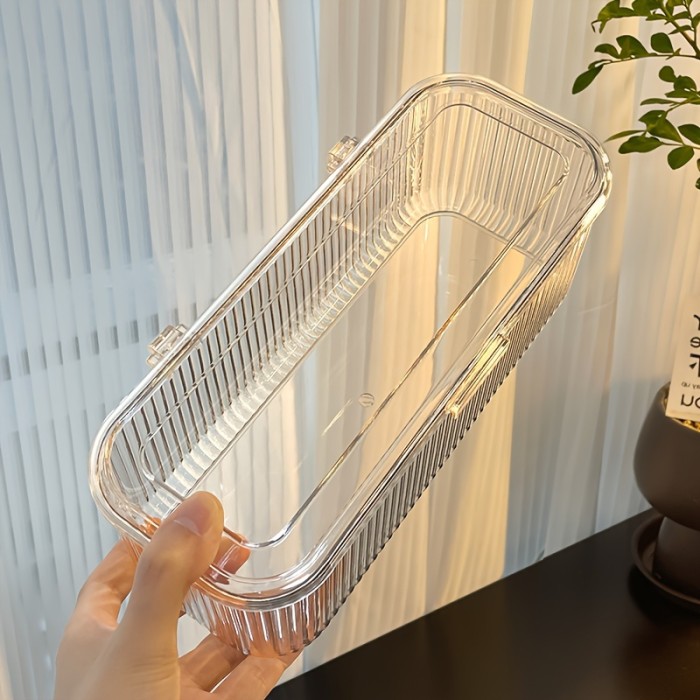 Striped Box\u002FStriped Box + 14pcs Combination Set Nail Storage Box, Acrylic, Dustproof, with Lid, Nail Packaging Box, Special Sealed Box for Handmade Nail Plate Organization, Baskets, Bins & Containers for Home Organization