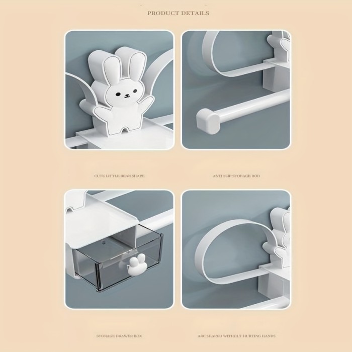 1pc Hanging Hair Hoop Storage Rack With Drawer, Wall Mounted Hair Accessories Rack, Suitable Foe Hair Clips, Hair Bands, Jewelry, Necklaces, Bracelets, Household Storage Organizer For Bedroom, Desktop, Vanity, Home, Dorm