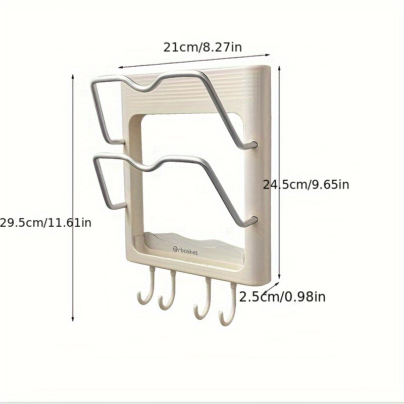 Easy-Install No-Drill Wall Mount Hair Straightener Holder - Space-Saving Bathroom Organizer for Curling Irons & Flat Irons, Durable Plastic, Utility Hooks