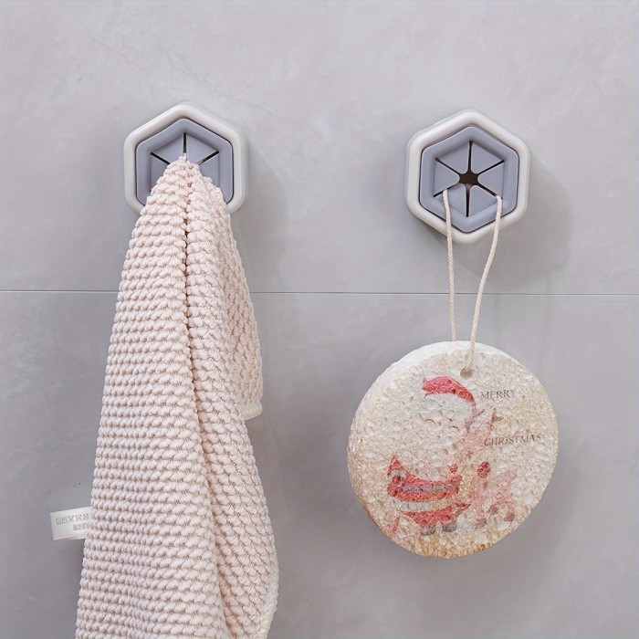 A set of 5 hexagonal towel hooks, creative face towel storage plugs, hole-free rag storage rack, multi-purpose home kitchen accessories, Utility Hooks