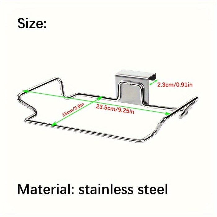 1pc\u002F2pcs Stainless Steel Trash Bag Holder, Over Cabinet Door Hanging Garbage Bag Storage Rack, Towel Hooks, Kitchen Accessory & Tool, Modern Style, Durable & Space-Saving