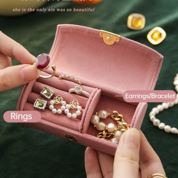 1pc Small Jewelry Box, Jewelry Storage Box, Square Jewelry Display Box, Velvet Earring Necklace Jewelry Box, Travel Portable Jewelry Storage Box