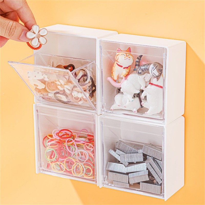 2pcs Cotton Pads Holder Dispenser, Wall Mounted Cotton Ball Organizers And Storage Box Cotton Rounds Jar Containers For Cotton Ball, Floss, Hairpin, Rubber Band, Clip