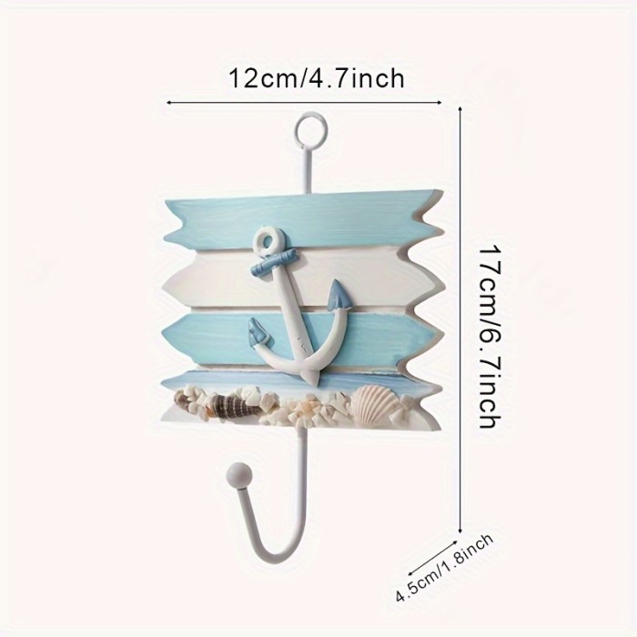 1PC Decorative Ocean-style Storage Hook, Multi-functional Hanging Hook, Bedroom Coat Hook, Wall Mounted Storage Hook, Household Storage Organizer For Kitchen, Bedroom, Bathroom, Office, Desk, Entryway, Hallway, Wall Decor, Room Decor