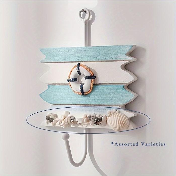 1PC Decorative Ocean-style Storage Hook, Multi-functional Hanging Hook, Bedroom Coat Hook, Wall Mounted Storage Hook, Household Storage Organizer For Kitchen, Bedroom, Bathroom, Office, Desk, Entryway, Hallway, Wall Decor, Room Decor
