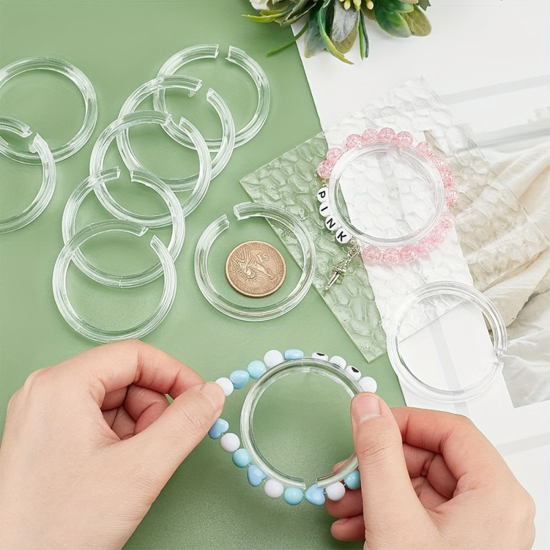 10pcs Acrylic Bracelet Display Stand Set - Round Jewelry Holder & Storage Box, 2.24\