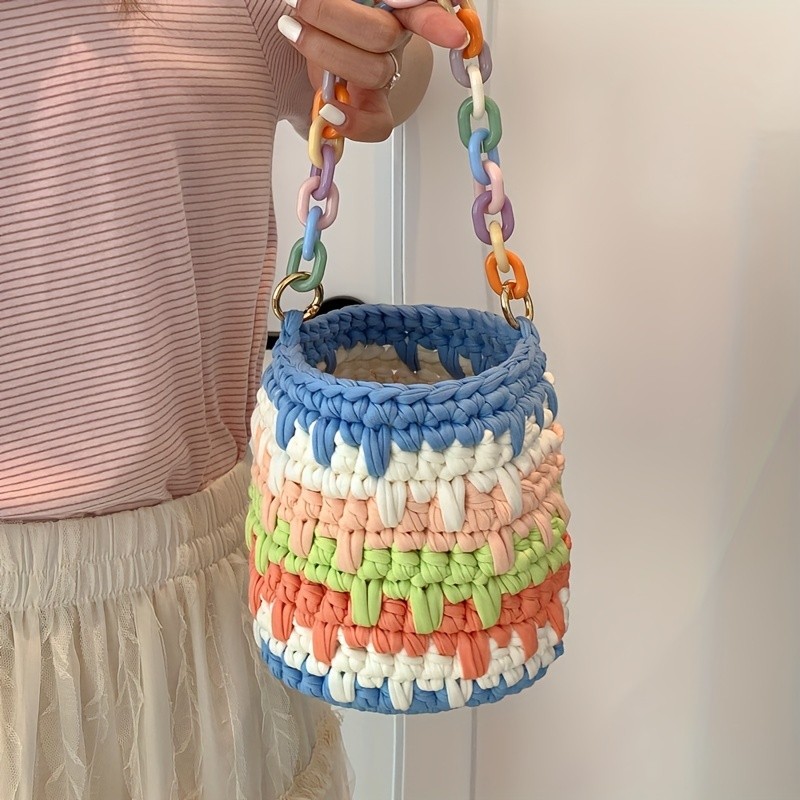 Colorful Handwoven Bags, Handwoven Bucket Bags, Shoulder Bags, DIY Handbags, Shoulder Bags, Crossbody Bags