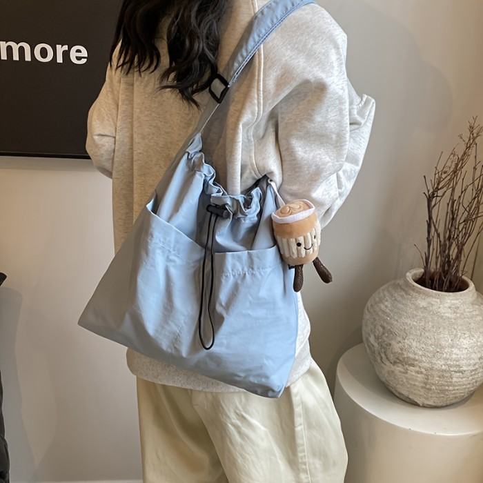 Casual Commuter Tote Messenger Bag for Women, Versatile Travel Shoulder Bag with Tablet Compartment, Lightweight Polyamide with Polyester Lining, Ladies Crossbody Bag