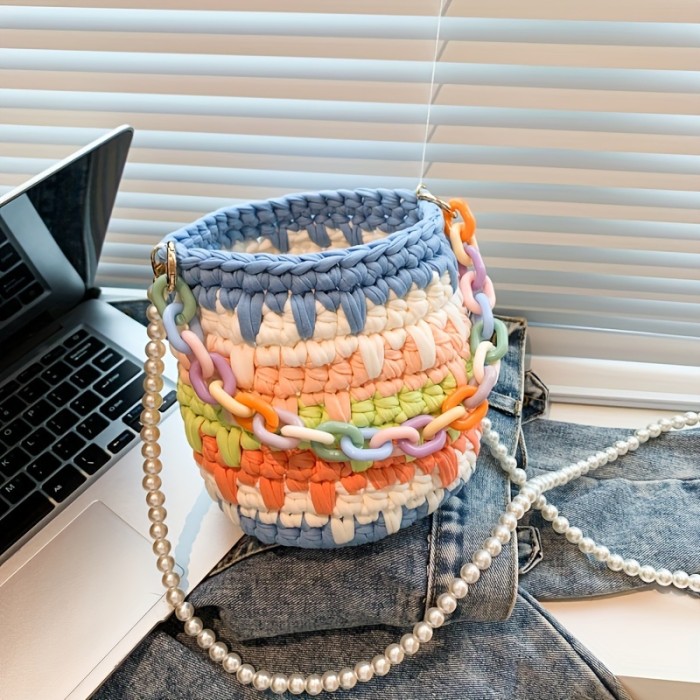 Colorful Handwoven Bags, Handwoven Bucket Bags, Shoulder Bags, DIY Handbags, Shoulder Bags, Crossbody Bags