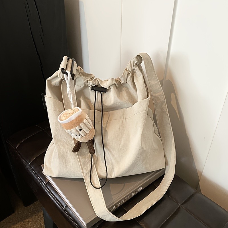 Casual Commuter Tote Messenger Bag for Women, Versatile Travel Shoulder Bag with Tablet Compartment, Lightweight Polyamide with Polyester Lining, Ladies Crossbody Bag