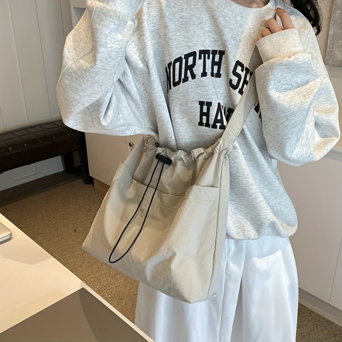 Casual Commuter Tote Messenger Bag for Women, Versatile Travel Shoulder Bag with Tablet Compartment, Lightweight Polyamide with Polyester Lining, Ladies Crossbody Bag