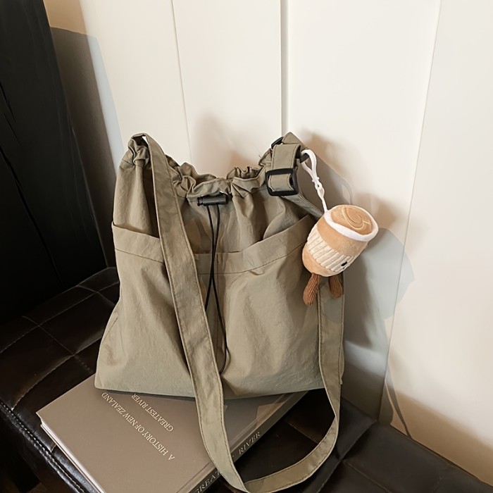 Casual Commuter Tote Messenger Bag for Women, Versatile Travel Shoulder Bag with Tablet Compartment, Lightweight Polyamide with Polyester Lining, Ladies Crossbody Bag