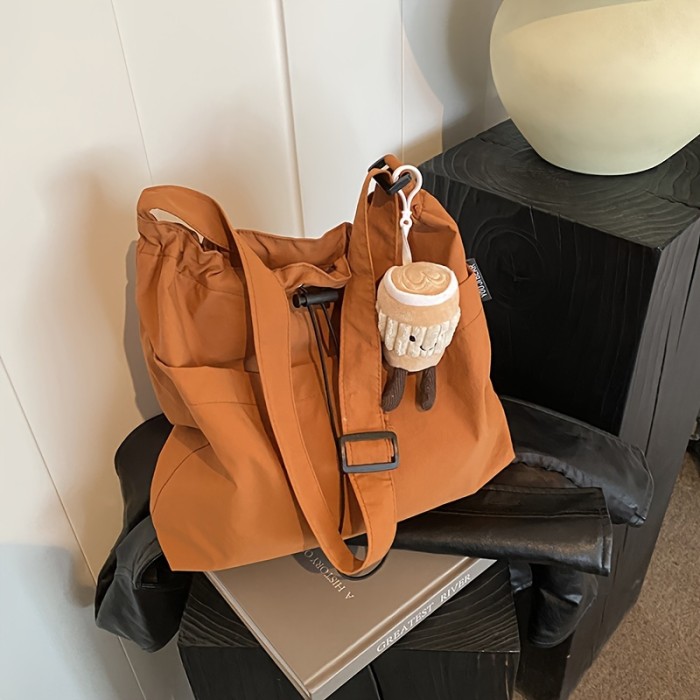 Casual Commuter Tote Messenger Bag for Women, Versatile Travel Shoulder Bag with Tablet Compartment, Lightweight Polyamide with Polyester Lining, Ladies Crossbody Bag