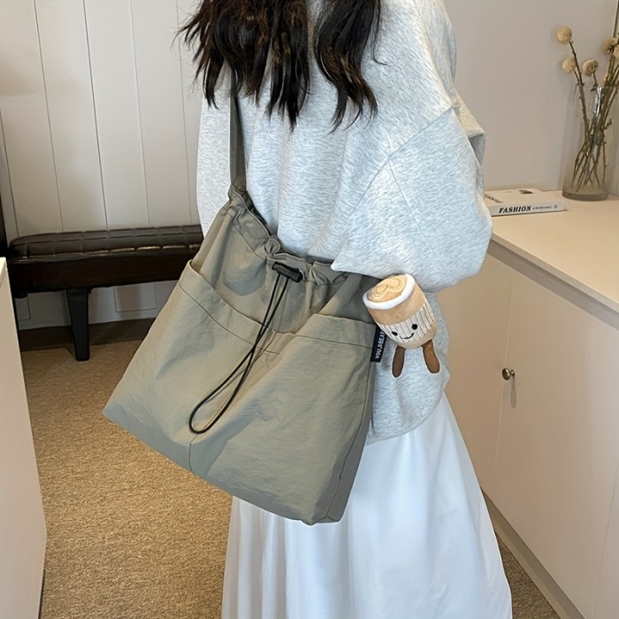 Casual Commuter Tote Messenger Bag for Women, Versatile Travel Shoulder Bag with Tablet Compartment, Lightweight Polyamide with Polyester Lining, Ladies Crossbody Bag
