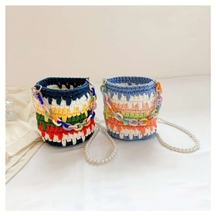 Colorful Handwoven Bags, Handwoven Bucket Bags, Shoulder Bags, DIY Handbags, Shoulder Bags, Crossbody Bags
