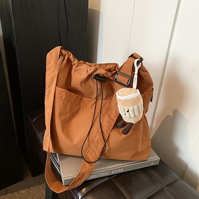 Casual Commuter Tote Messenger Bag for Women, Versatile Travel Shoulder Bag with Tablet Compartment, Lightweight Polyamide with Polyester Lining, Ladies Crossbody Bag
