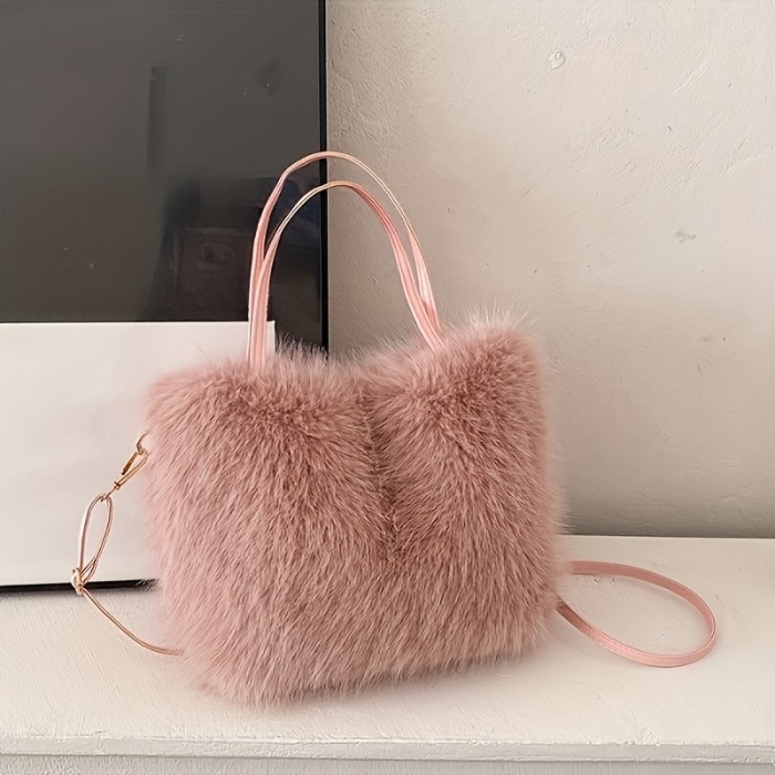 Women'S Chic Faux Fur Shoulder Bag - Plush Crossbody Tote with Magnetic Closure | Fashionable Lightweight Handbag | Worldwide Popular Accessory - Available in Black, Coffee