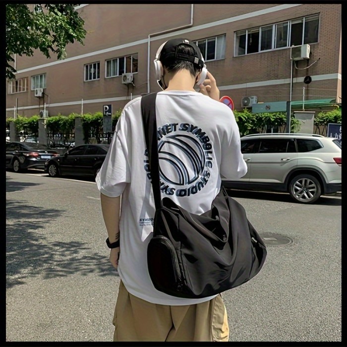 1pc Harajuku style ins backpack women's trend Hong Kong style large-capacity shoulder bag men's crossbody bag women