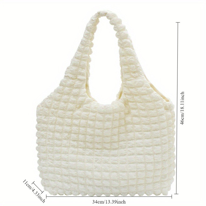 Girls fashion cloud puff flower shoulder bag women canvas simple handbag