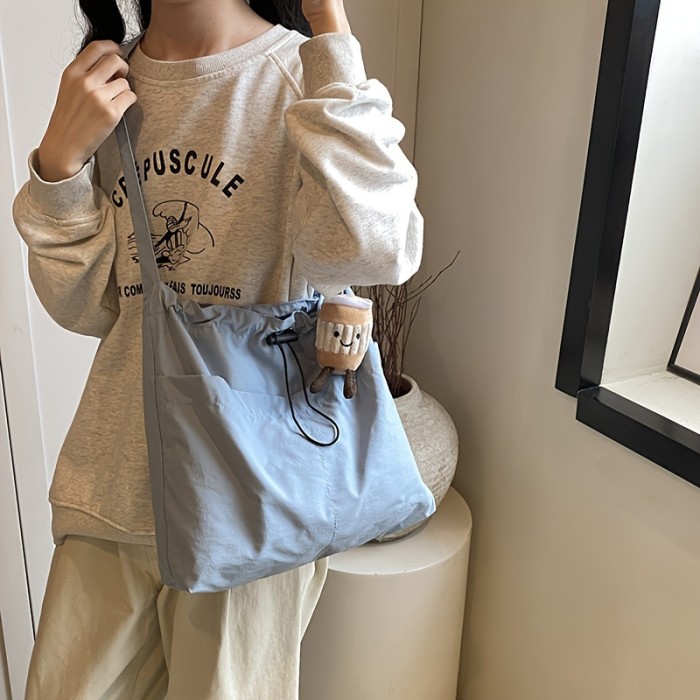 Casual Commuter Tote Messenger Bag for Women, Versatile Travel Shoulder Bag with Tablet Compartment, Lightweight Polyamide with Polyester Lining, Ladies Crossbody Bag