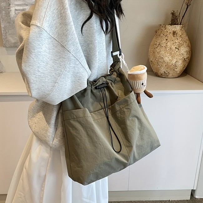 Casual Commuter Tote Messenger Bag for Women, Versatile Travel Shoulder Bag with Tablet Compartment, Lightweight Polyamide with Polyester Lining, Ladies Crossbody Bag