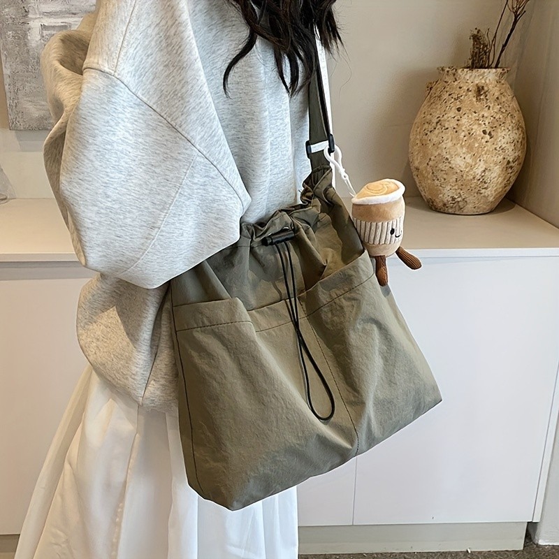 Casual Commuter Tote Messenger Bag for Women, Versatile Travel Shoulder Bag with Tablet Compartment, Lightweight Polyamide with Polyester Lining, Ladies Crossbody Bag
