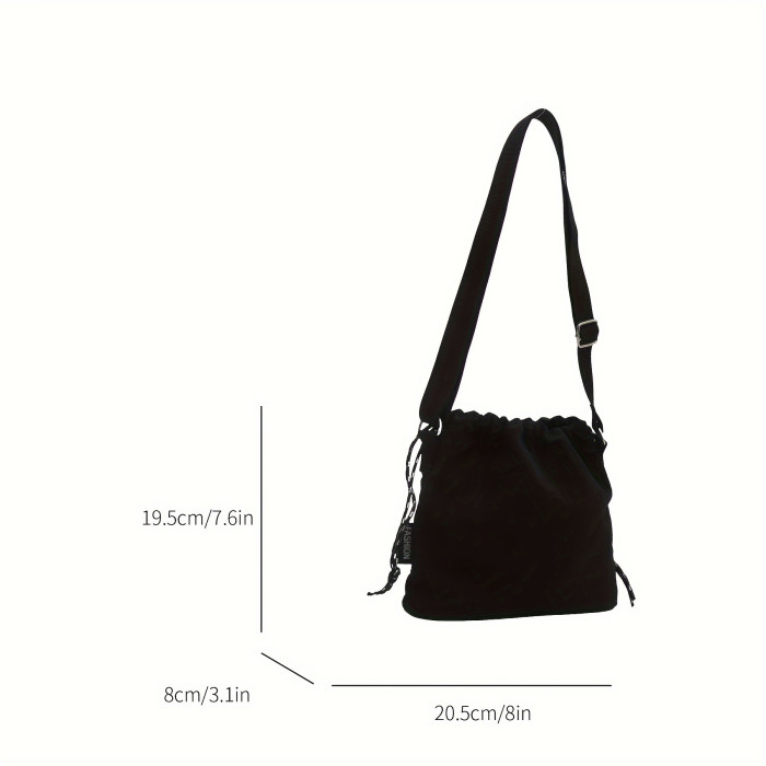 CCidea Cartoon Themed Canvas Crossbody Bag for Women - Solid Color, Hand Washable, Polyester Lined, Drawstring Closure, Cute Pendant Accessory, Lightweight Sports Single Shoulder Bag with Large Capacity