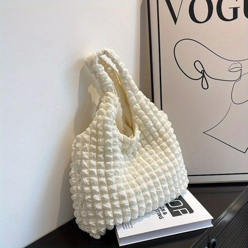 Girls fashion cloud puff flower shoulder bag women canvas simple handbag