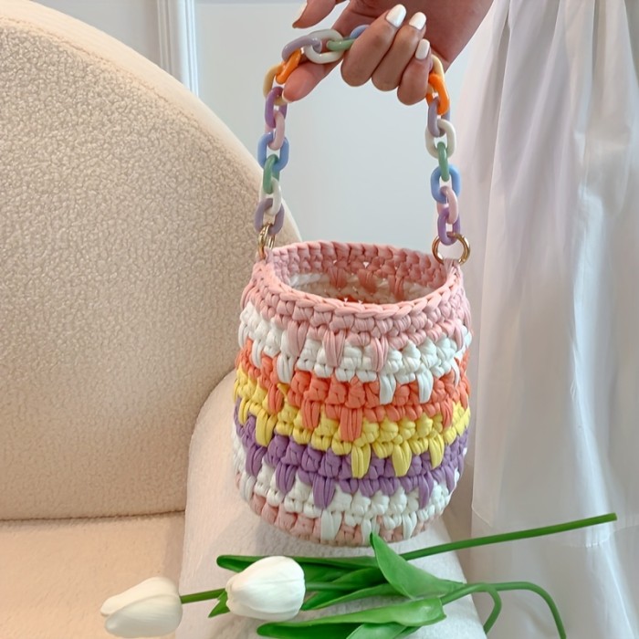 Colorful Handwoven Bags, Handwoven Bucket Bags, Shoulder Bags, DIY Handbags, Shoulder Bags, Crossbody Bags