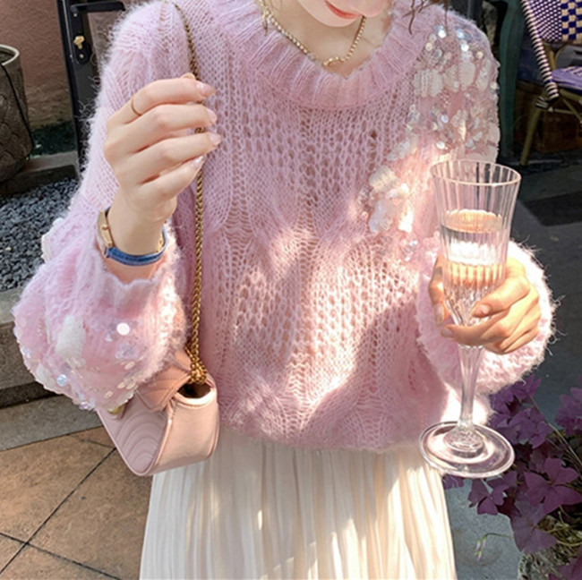 Women's Solid Pullover Casual Winter Warm Sweater