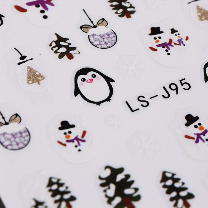 9 Sheet Christmas Nail Art Stickers, Santa Claus Snowflake Elk Christmas Tree Design Nail Art Decals, Self Adhesive Cartoon Nail Art Supplies For Women And Girls Gifts For Family