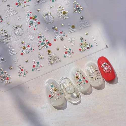 5D Christmas Snowflake Christmas Tree Nail Sticker
