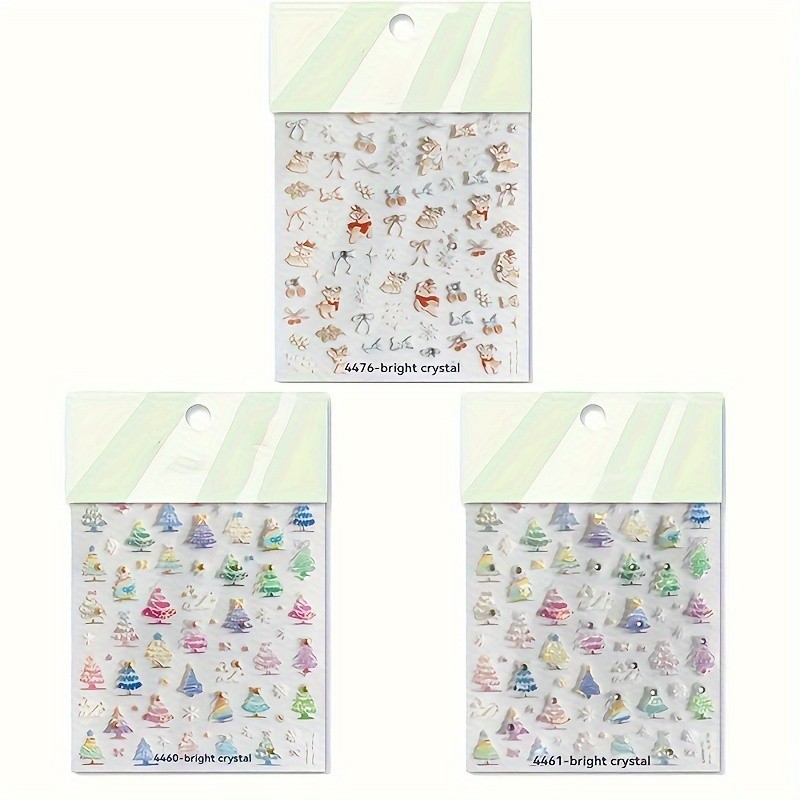 Christmas nail paste, 5D Christmas tree, deer lovely Crystal Diamond, Pearl nail paste