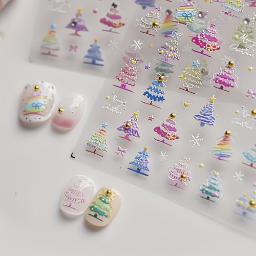 Christmas nail paste, 5D Christmas tree, deer lovely Crystal Diamond, Pearl nail paste