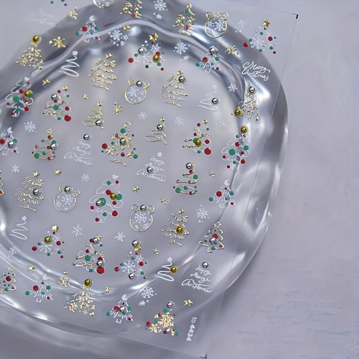 5D Christmas Snowflake Christmas Tree Nail Sticker