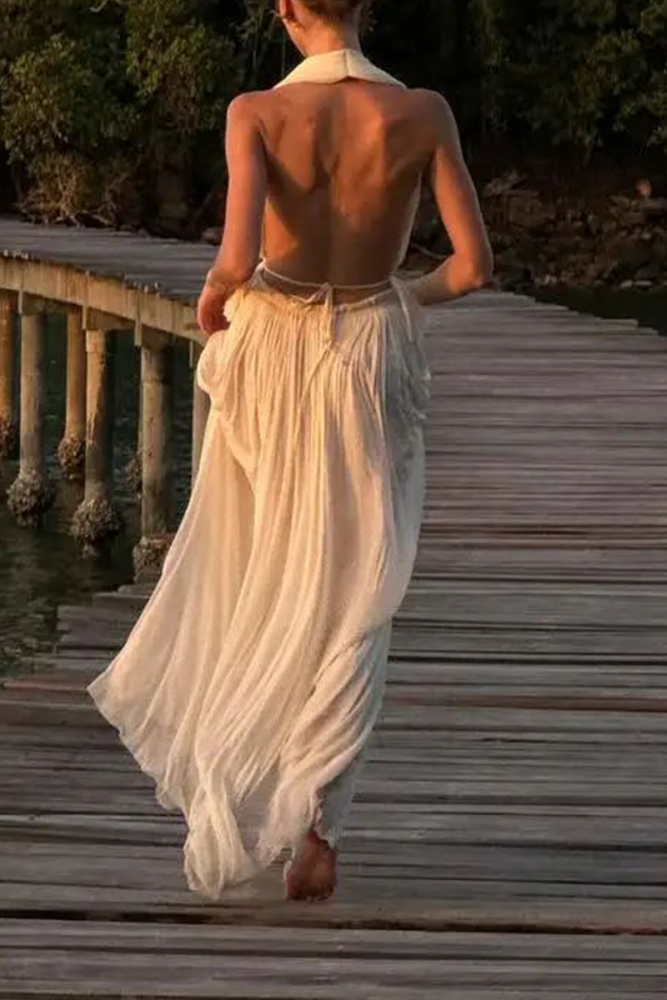 Women's Sexy Halter Top + Maxi Skirt Two-piece Set