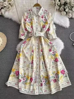 Women's Spring/Summer Lapel Sleeve A-Line Fashion Dress